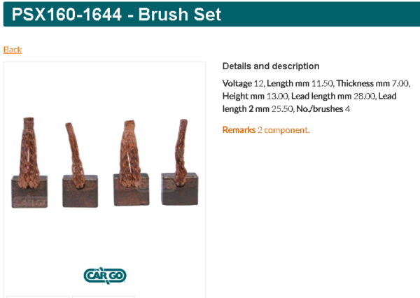 Щетки стартера/PSX160-1644 =  CARGO
