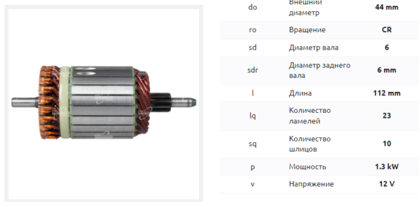 Якорь стартера/ARS0046 = 236653 MFG
