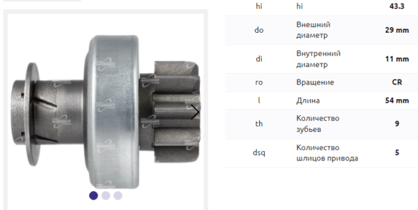 Привод стартера/DRS0088 = 136086 MFG